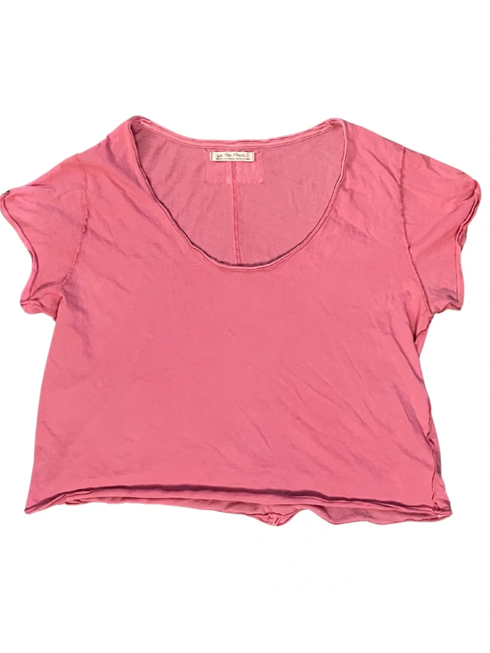 Free People We The Free Boxy Scoop Neck Tee | Pink | Size Medium - Picture 1 of 7